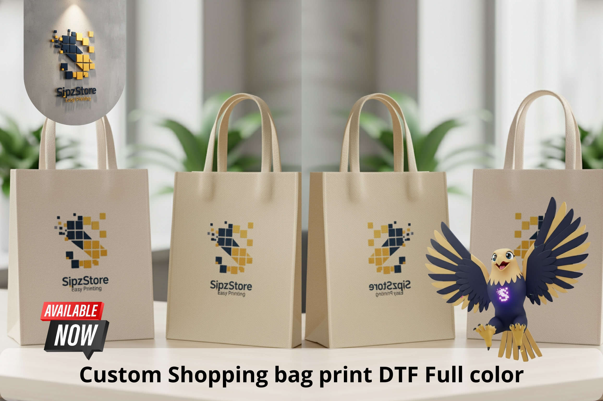 CUSTOM SHOPPING BAG SPUNBOND PRINT DTF FULL COLOR
